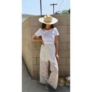 Poof Ivory Boho Medallion Lace Wide Leg Pants